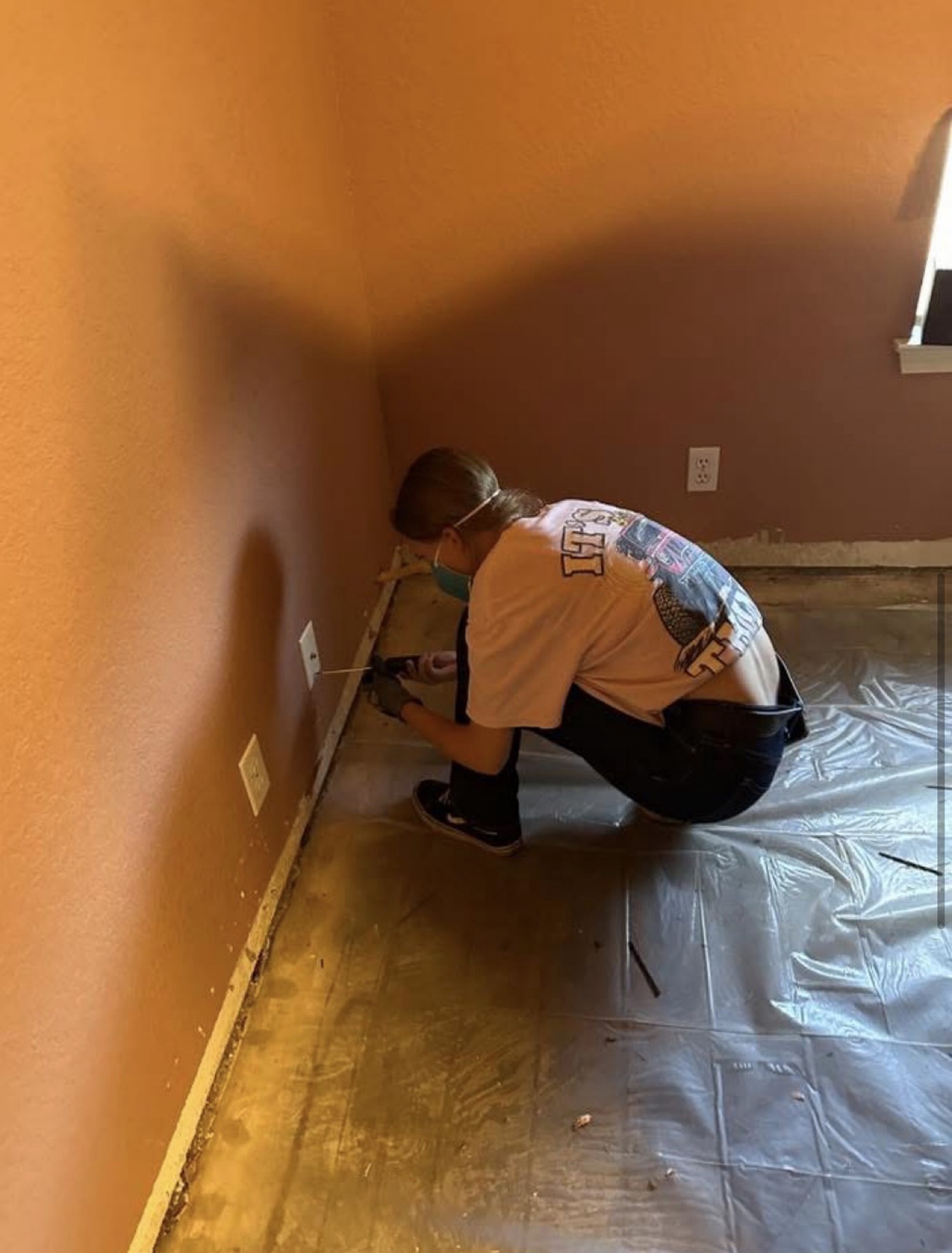 Removing baseboards after flood damage