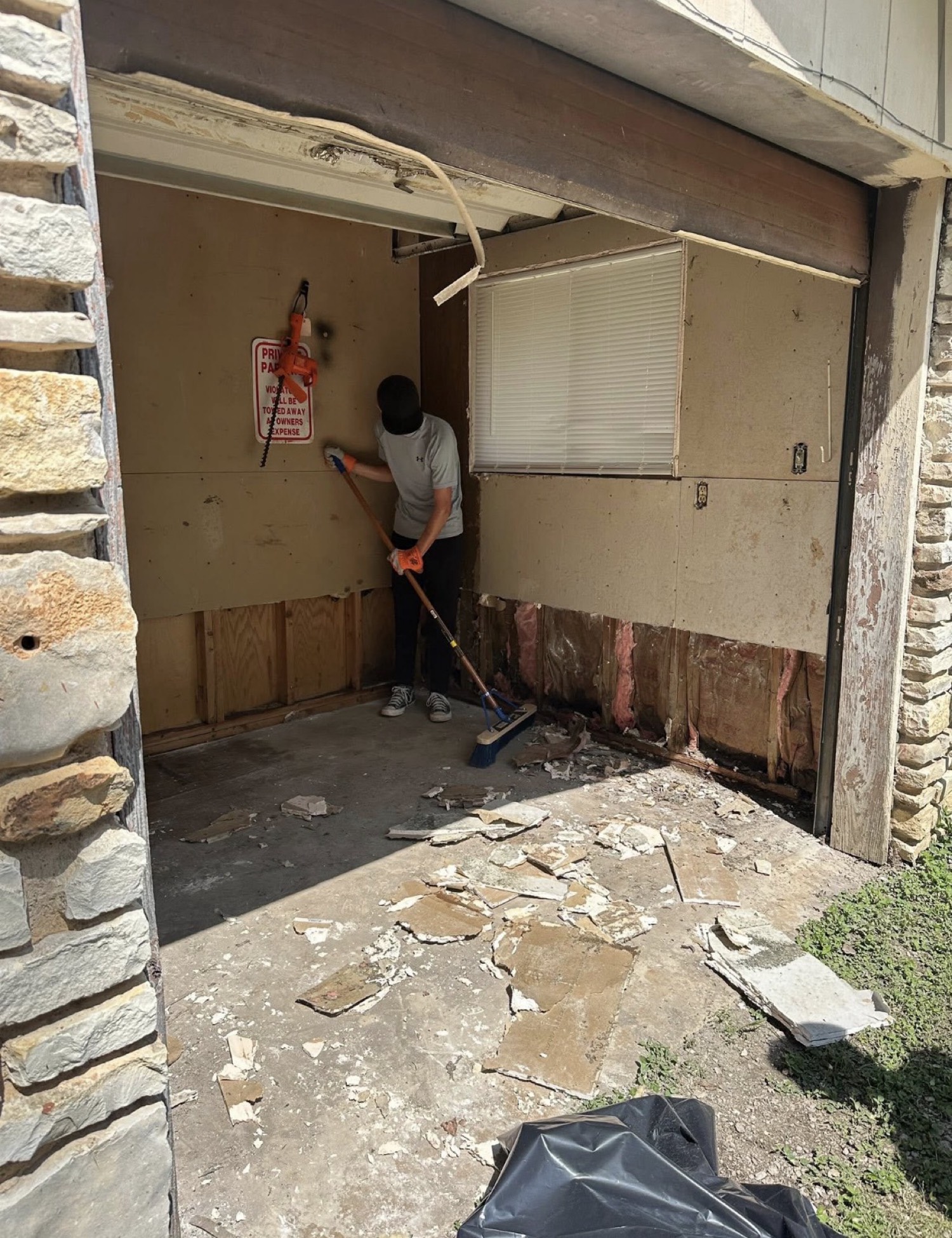 Cleaning out a flood-damaged garage